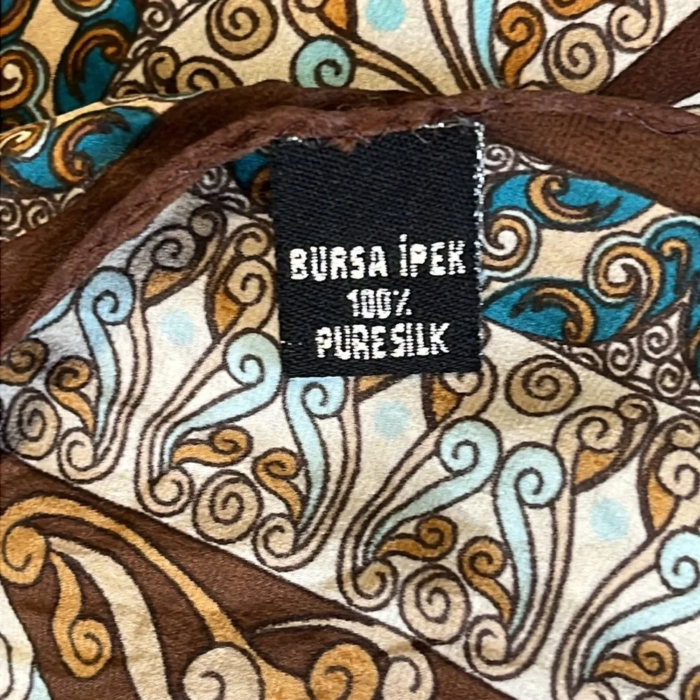 Bursa Ipek | Green Brown‎ Design 100% Pure Silk Scarf